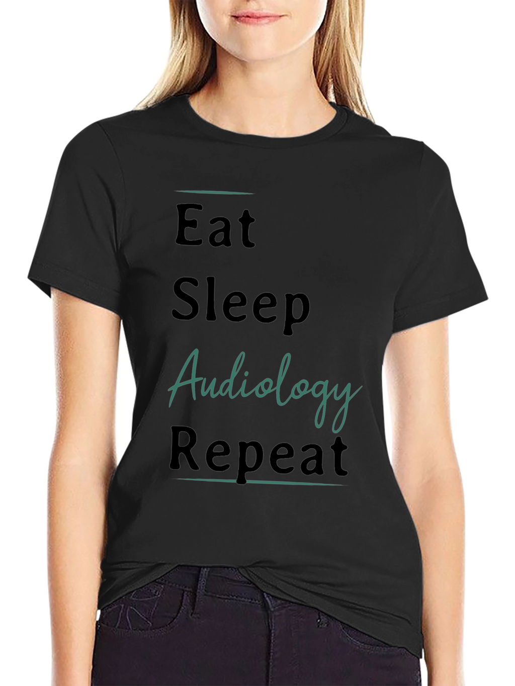 Eat Sleep Audiology Repeat Black T-Shirt