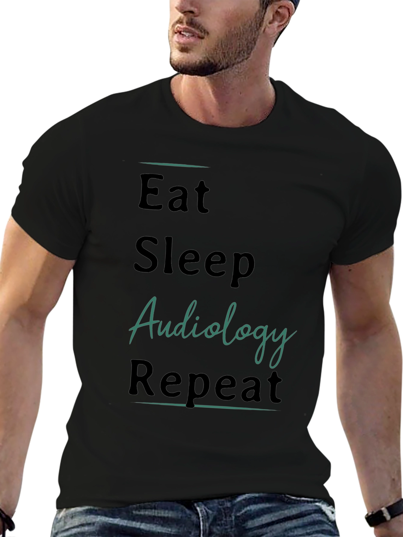 Eat Sleep Audiology Repeat Black T-Shirt