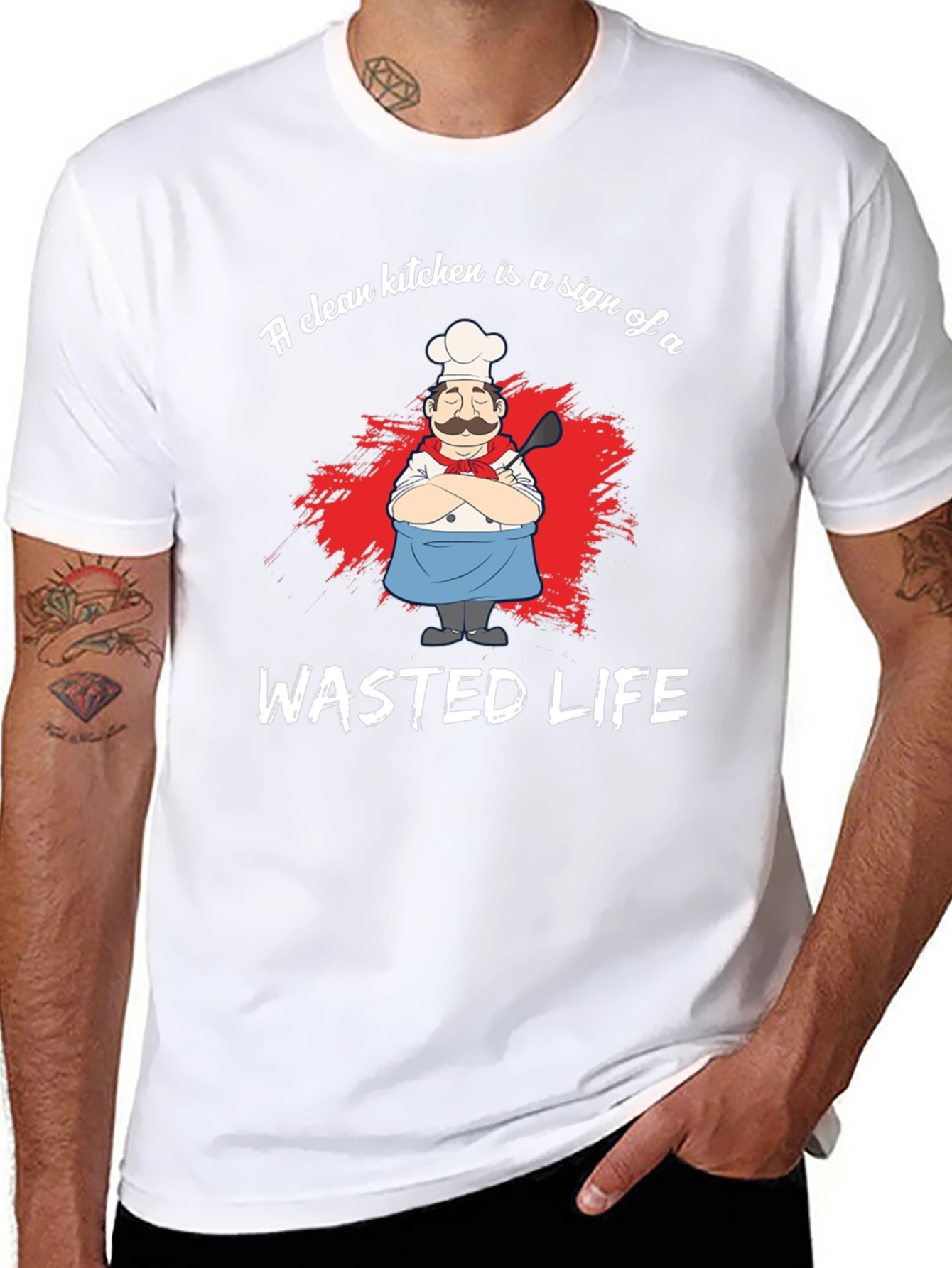 Funny Chef Graphic T-Shirt - Wasted Life Kitchen Humor