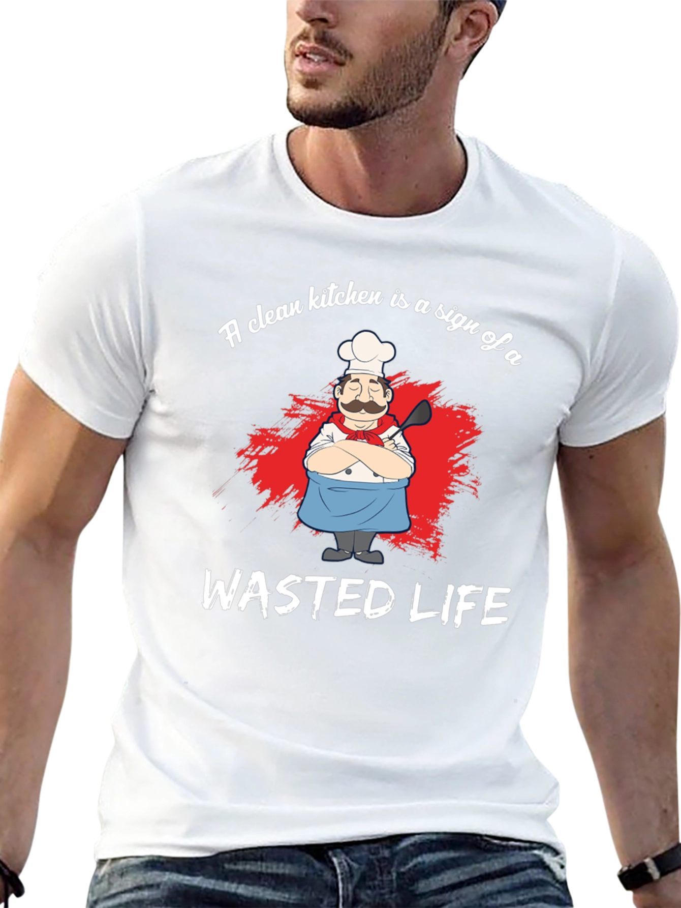 Funny Chef Graphic T-Shirt - Wasted Life Kitchen Humor