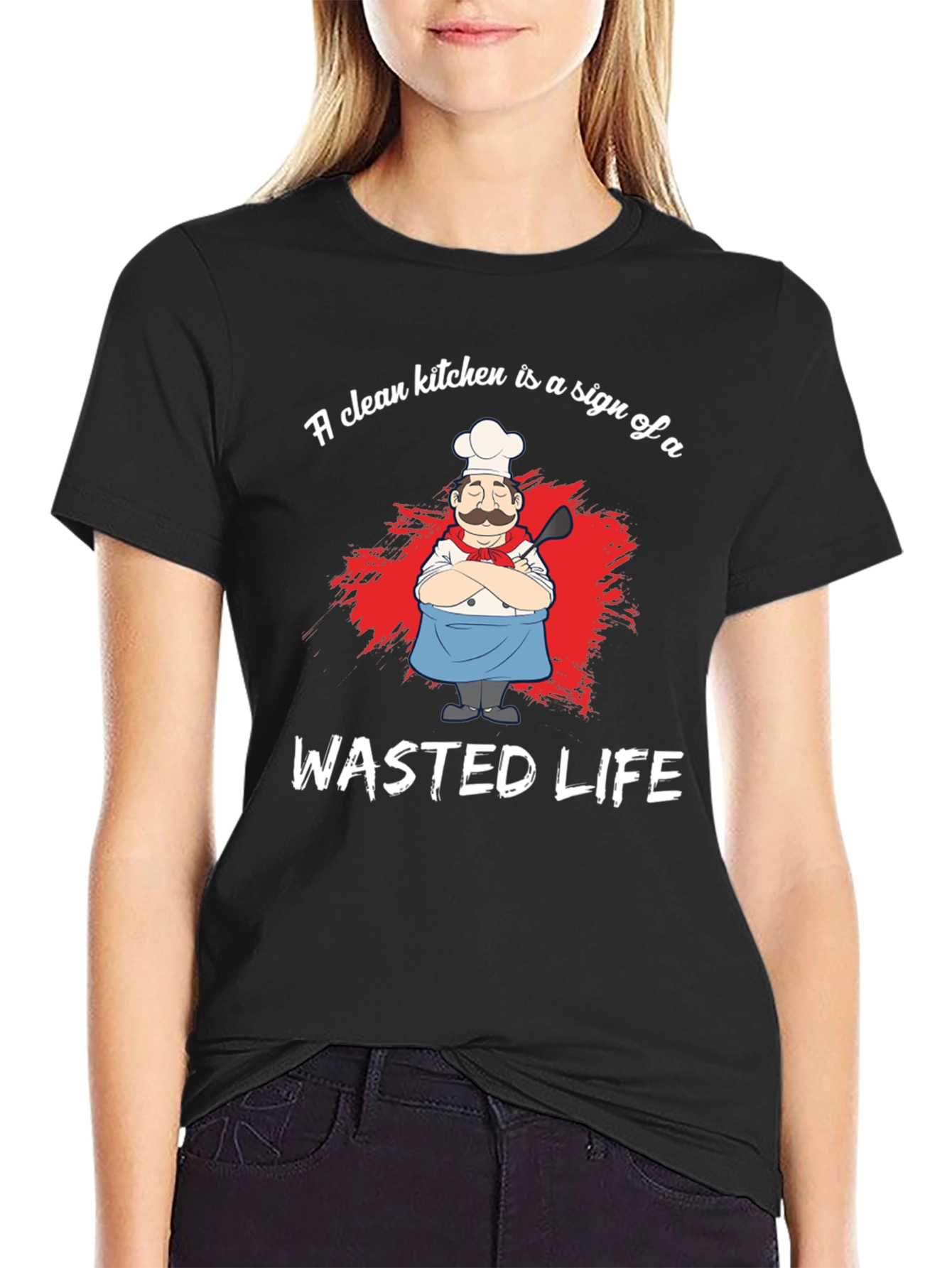 Funny Chef Graphic T-Shirt - Wasted Life Kitchen Humor