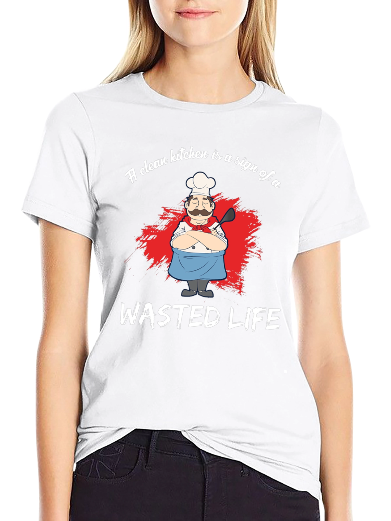 Funny Chef Graphic T-Shirt - Wasted Life Kitchen Humor