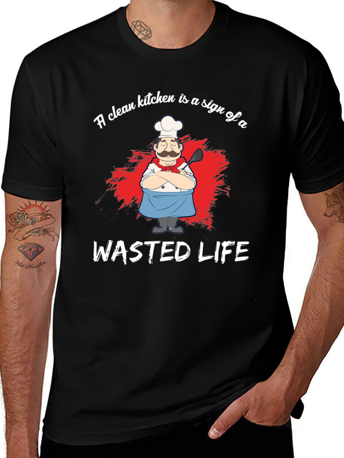 Funny Chef Graphic T-Shirt - Wasted Life Kitchen Humor
