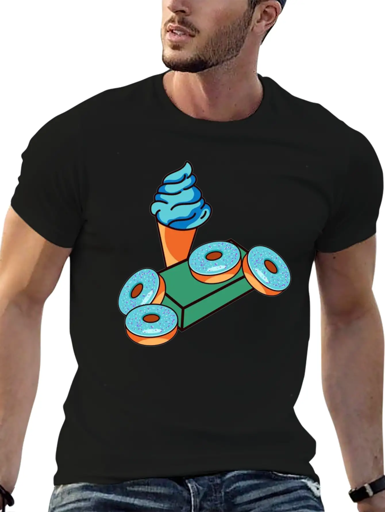 Ice Cream Donuts Essential Cotton Tee For Daily Outfits – Unisex Style