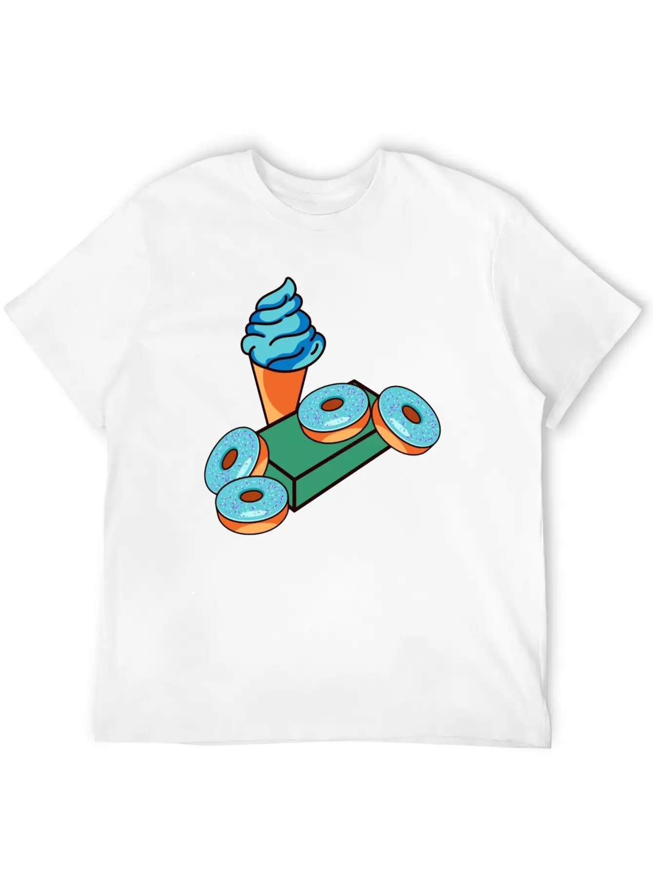 Ice Cream Donuts Essential Cotton Tee For Daily Outfits – Unisex Style
