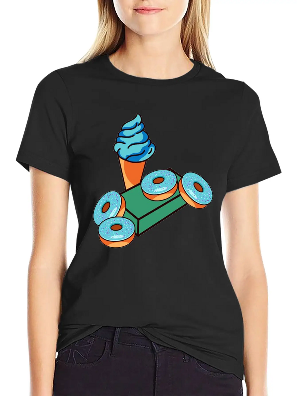 Ice Cream Donuts Essential Cotton Tee For Daily Outfits – Unisex Style