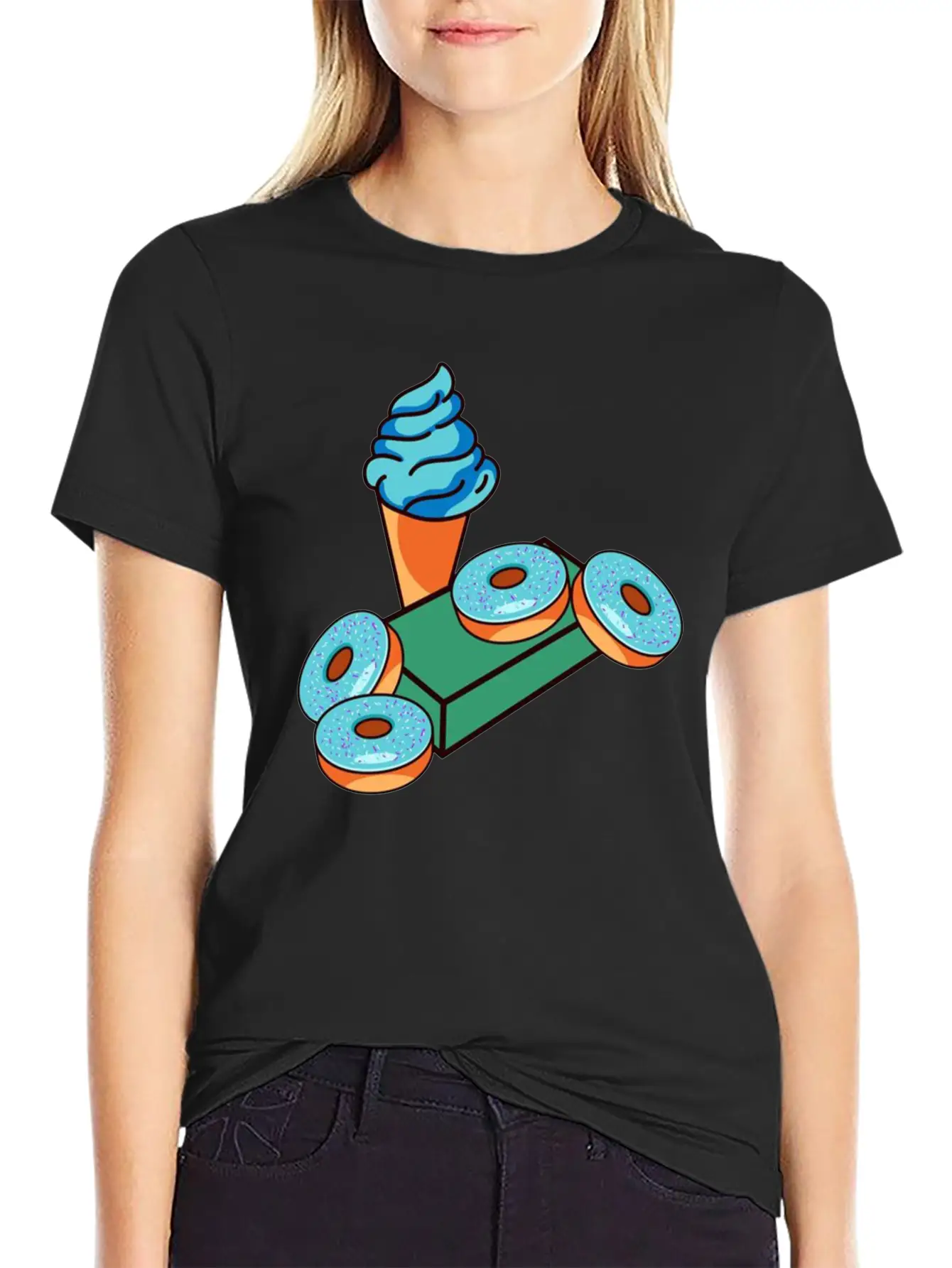 Ice Cream Donuts Essential Cotton Tee For Daily Outfits – Unisex Style
