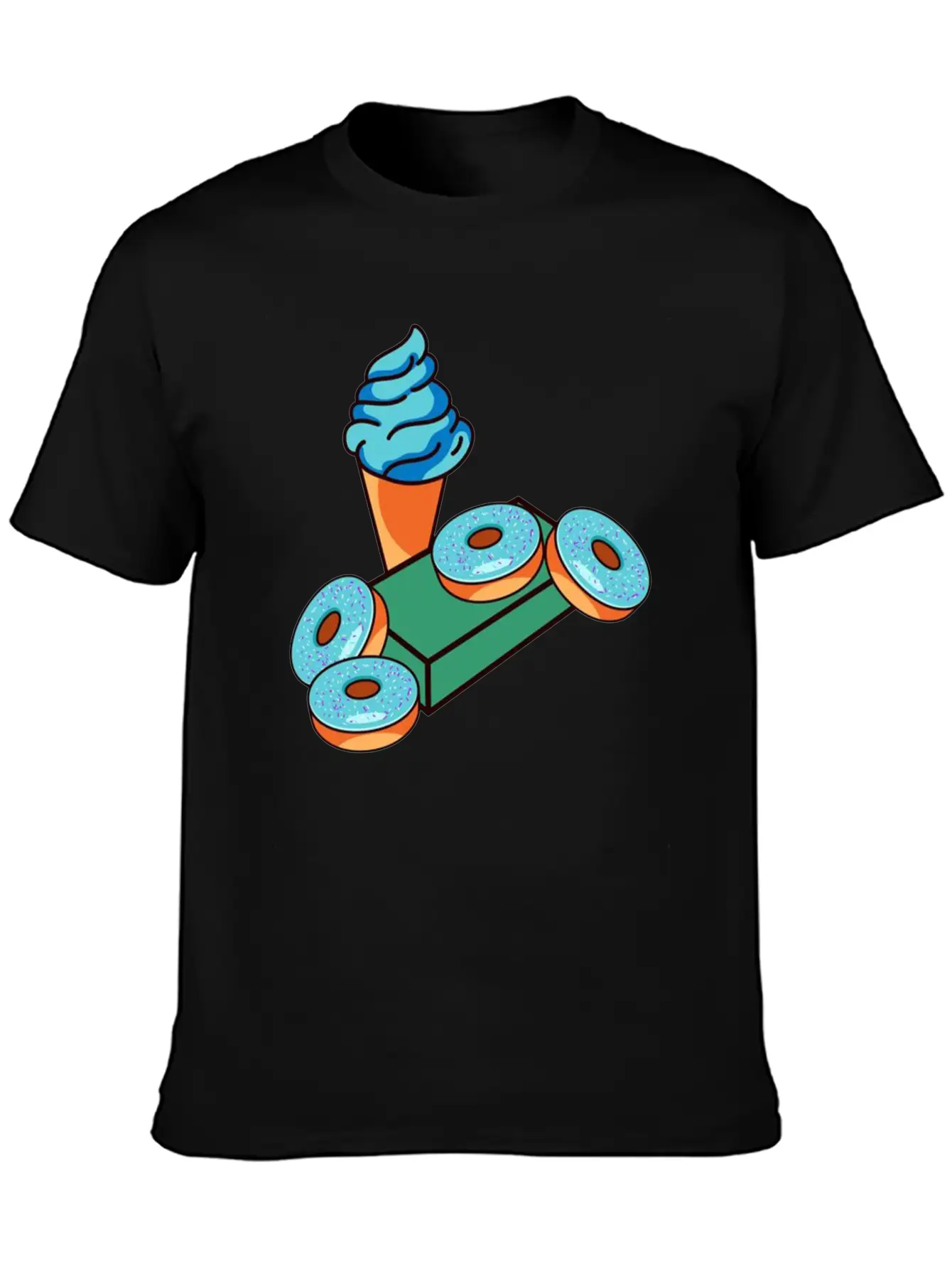 Ice Cream Donuts Essential Cotton Tee For Daily Outfits – Unisex Style