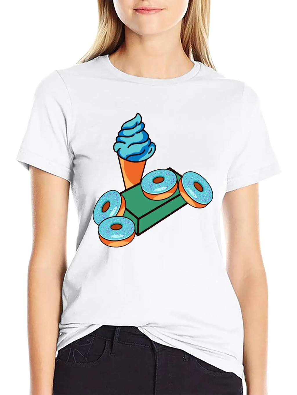 Ice Cream Donuts Essential Cotton Tee For Daily Outfits – Unisex Style