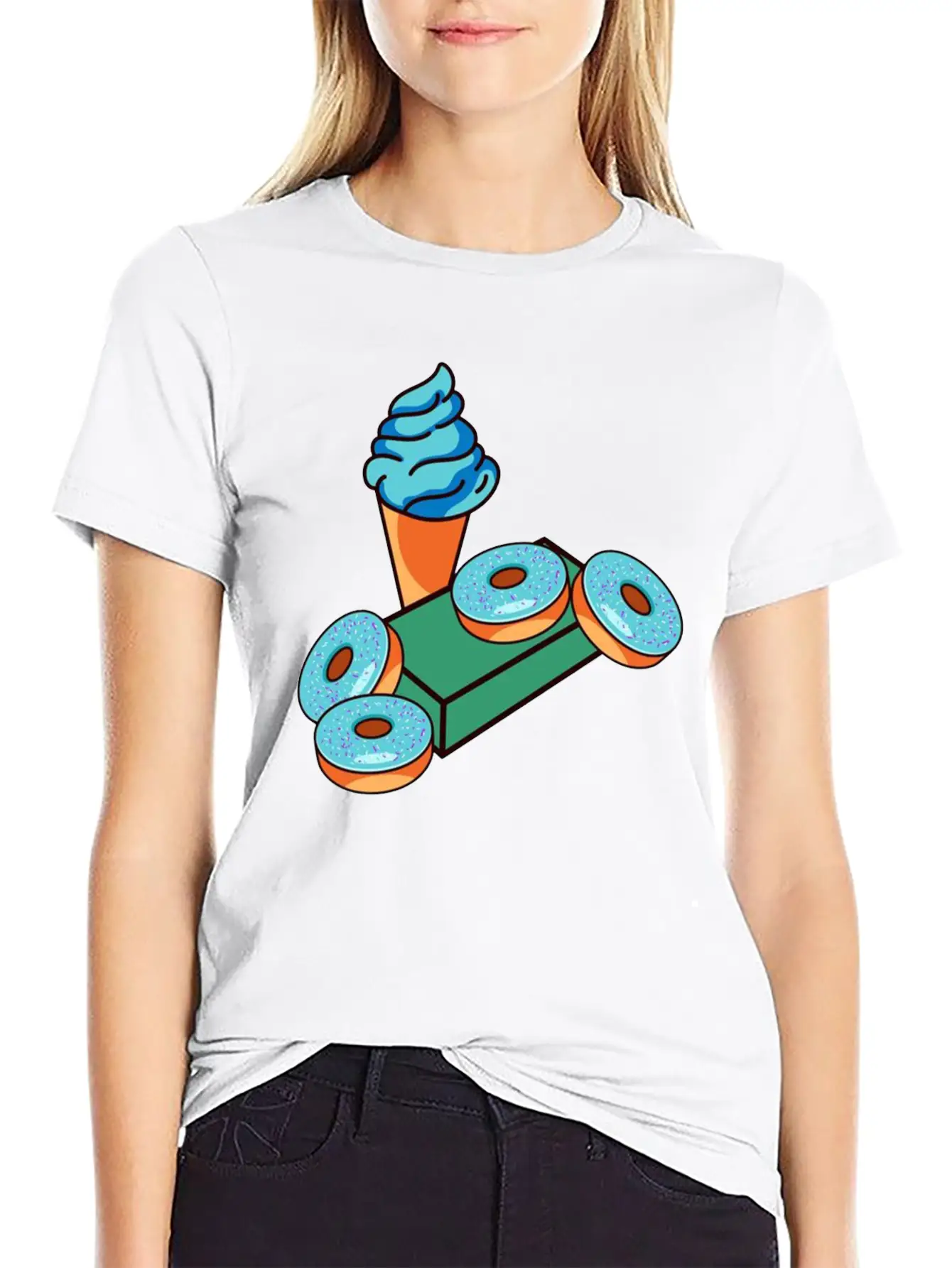 Ice Cream Donuts Essential Cotton Tee For Daily Outfits – Unisex Style