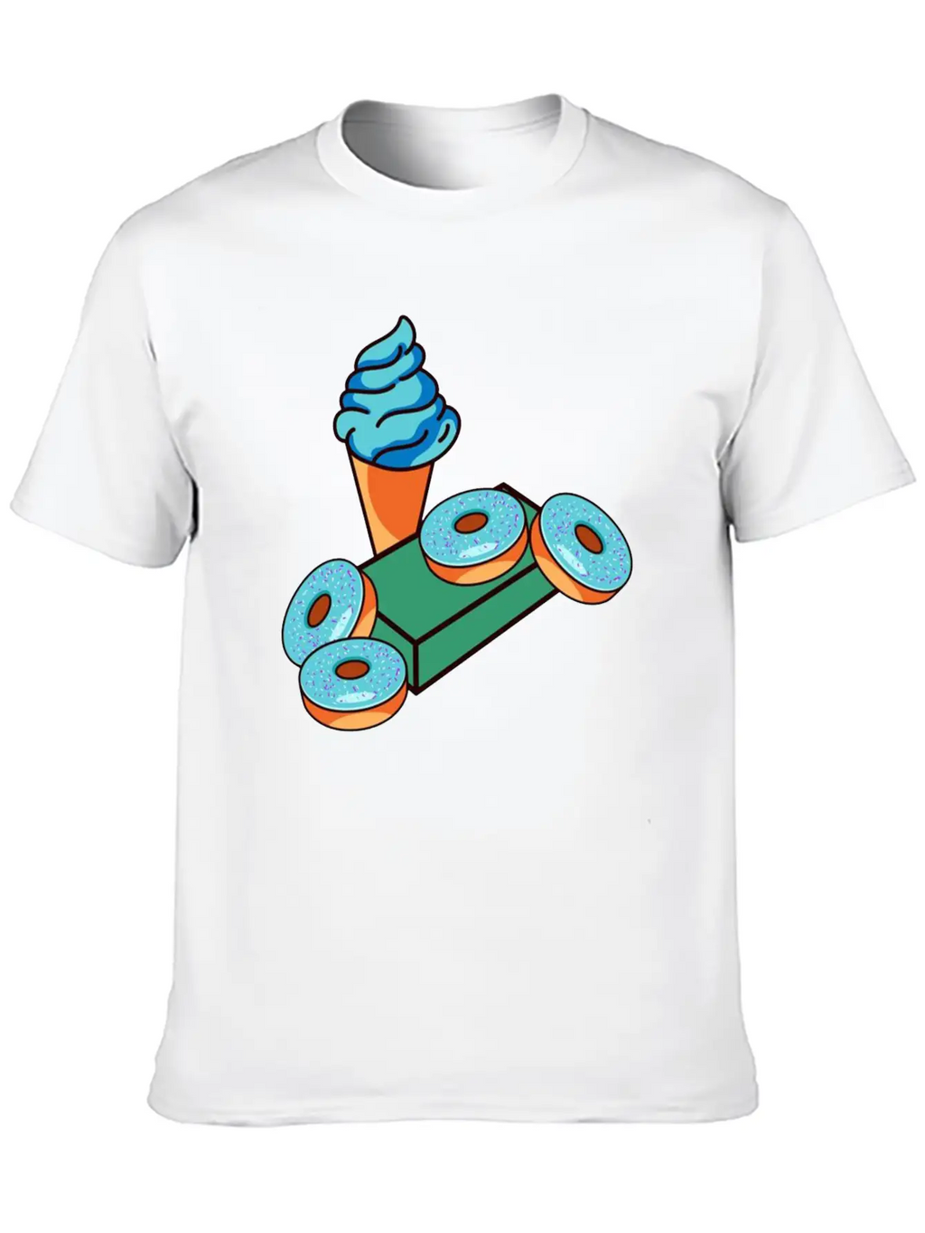 Ice Cream Donuts Essential Cotton Tee For Daily Outfits – Unisex Style