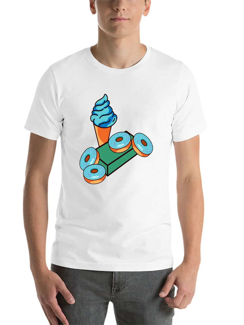 Ice Cream Donuts Essential Cotton Tee For Daily Outfits – Unisex Style