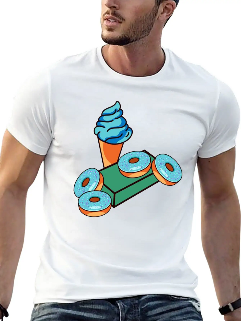Ice Cream Donuts Essential Cotton Tee For Daily Outfits – Unisex Style