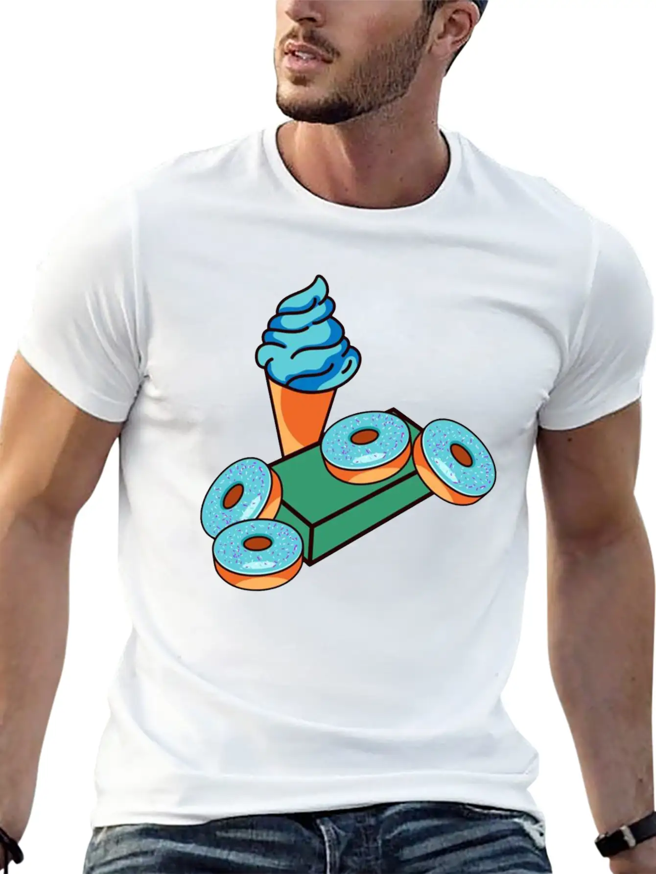 Ice Cream Donuts Essential Cotton Tee For Daily Outfits – Unisex Style