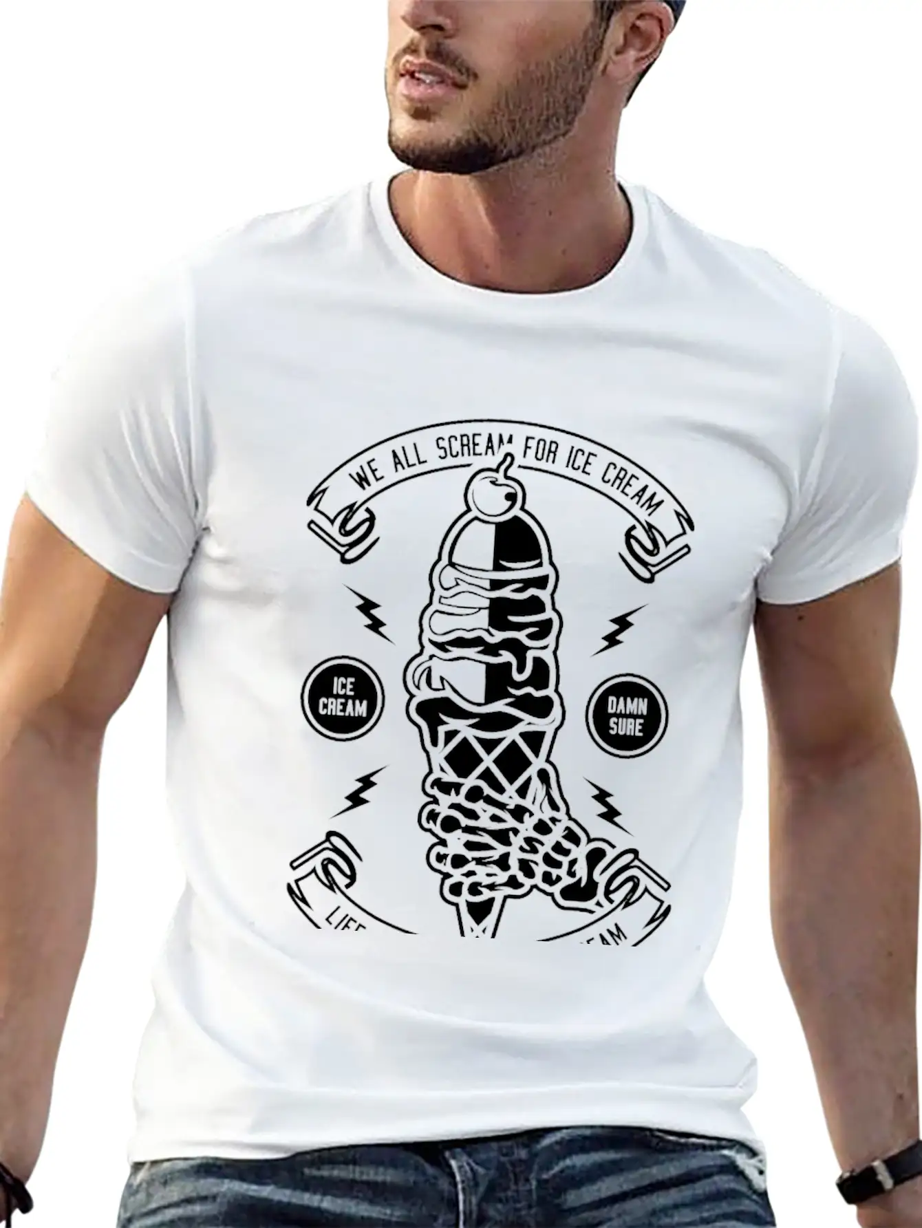 Ice Cream Essential Cotton Tee For Daily Outfits – Unisex Style