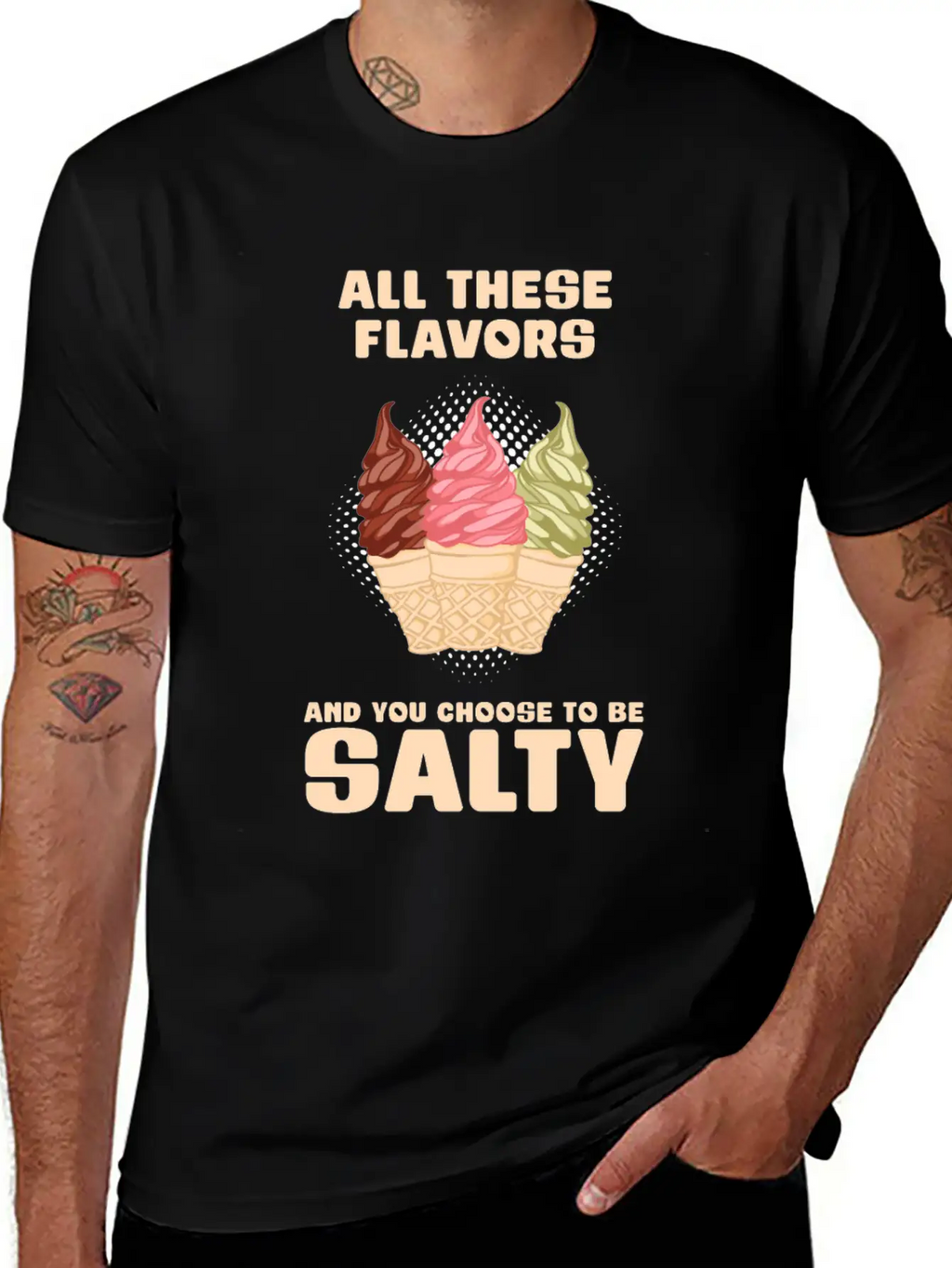 Ice Cream Flavour Angry Salty Gift Essential Cotton Tee For Daily Outfits – Unisex Style