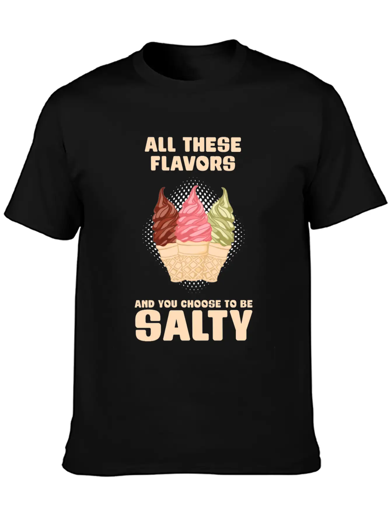 Ice Cream Flavour Angry Salty Gift Essential Cotton Tee For Daily Outfits – Unisex Style