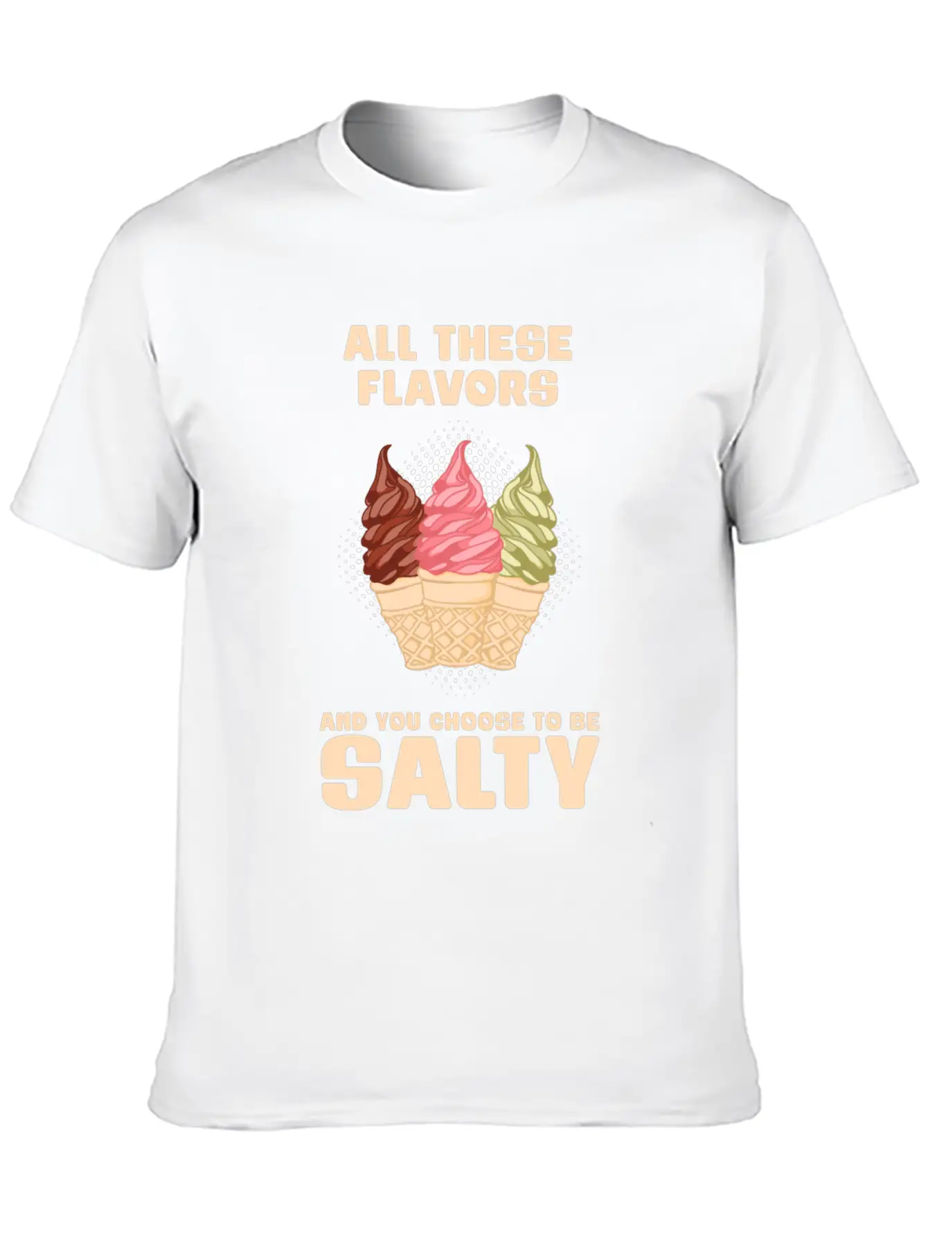 Ice Cream Flavour Angry Salty Gift Essential Cotton Tee For Daily Outfits – Unisex Style