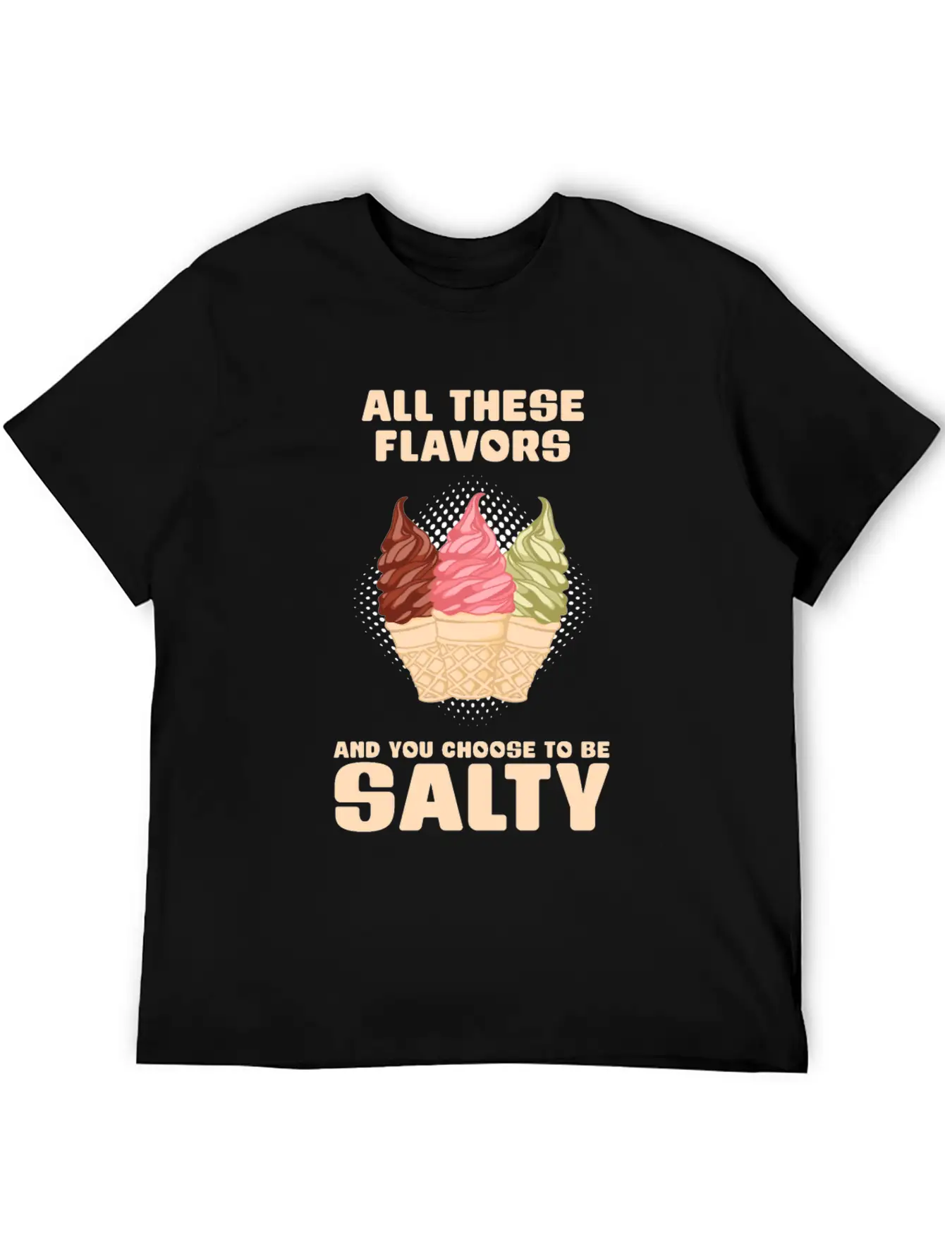 Ice Cream Flavour Angry Salty Gift Essential Cotton Tee For Daily Outfits – Unisex Style