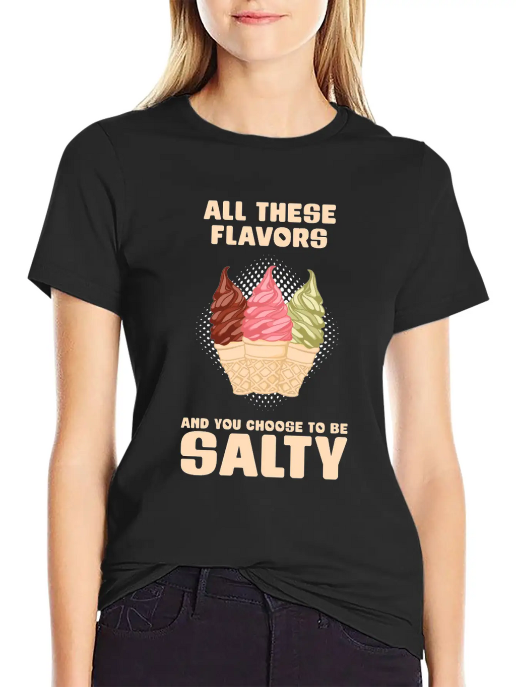 Ice Cream Flavour Angry Salty Gift Essential Cotton Tee For Daily Outfits – Unisex Style