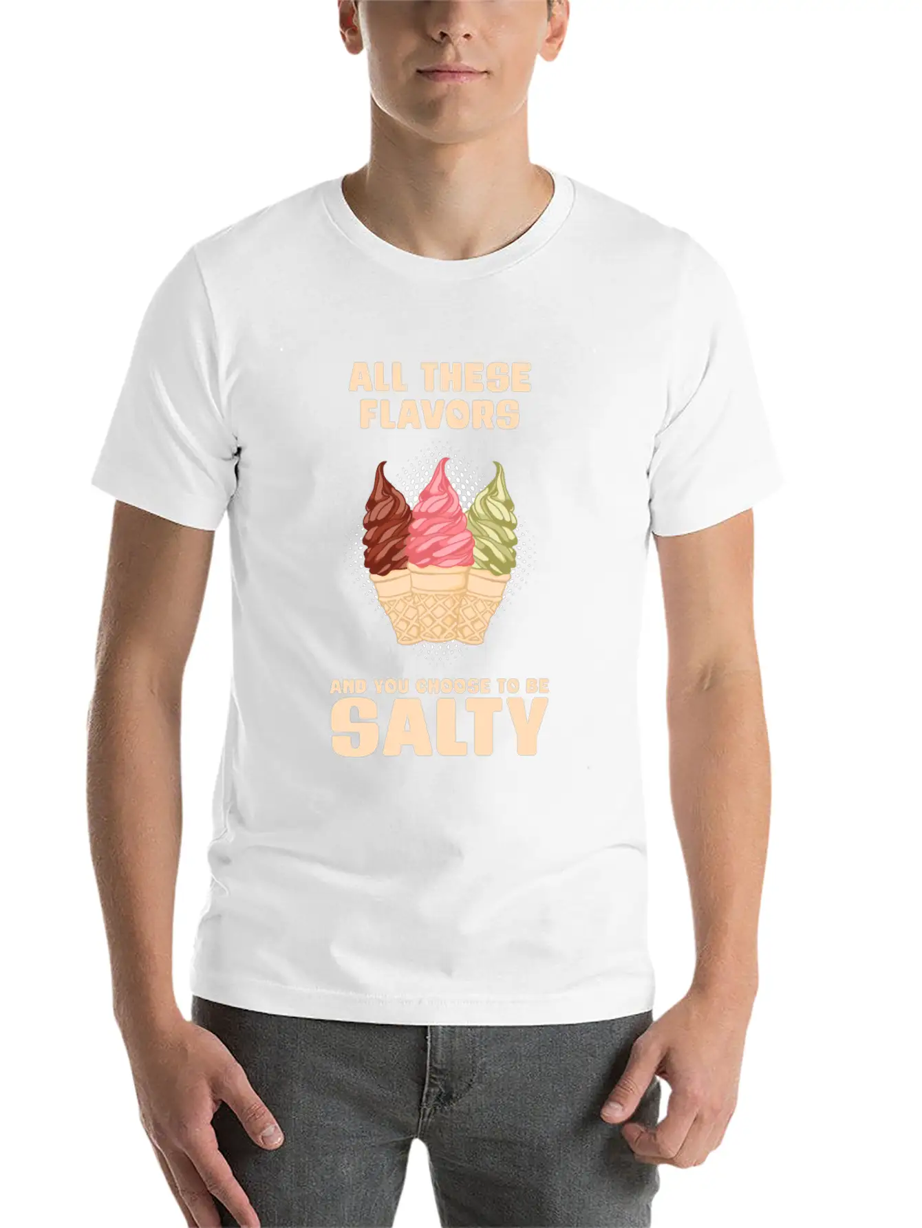 Ice Cream Flavour Angry Salty Gift Essential Cotton Tee For Daily Outfits – Unisex Style
