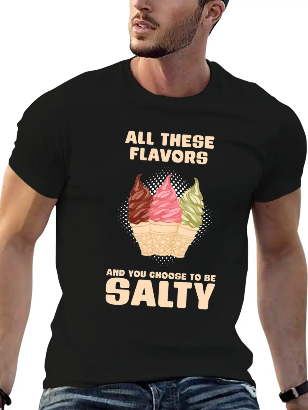 Ice Cream Flavour Angry Salty Gift Essential Cotton Tee For Daily Outfits – Unisex Style