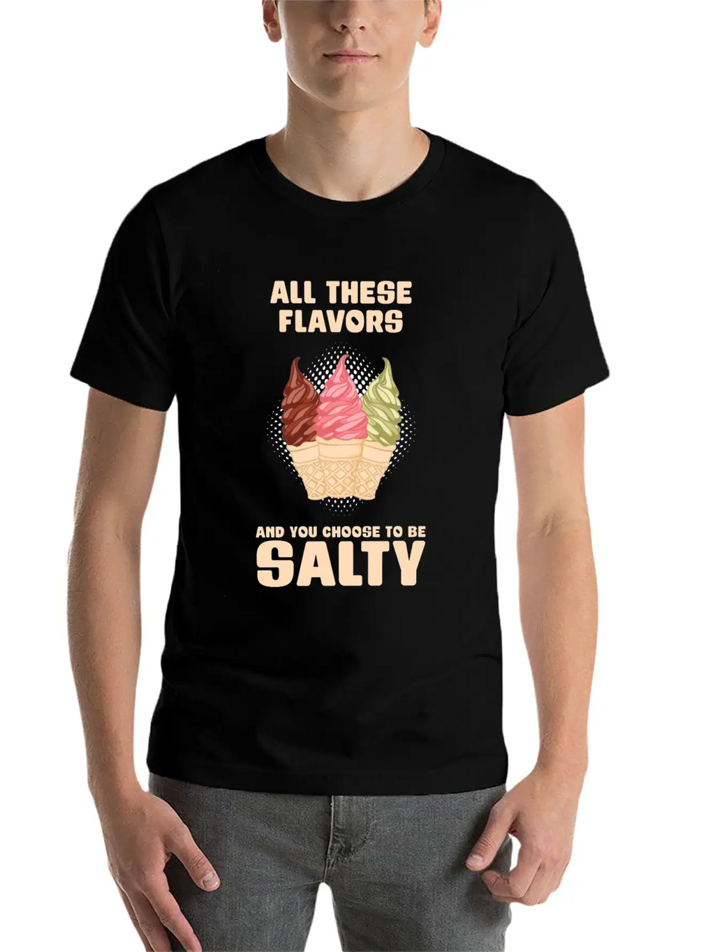 Ice Cream Flavour Angry Salty Gift Essential Cotton Tee For Daily Outfits – Unisex Style