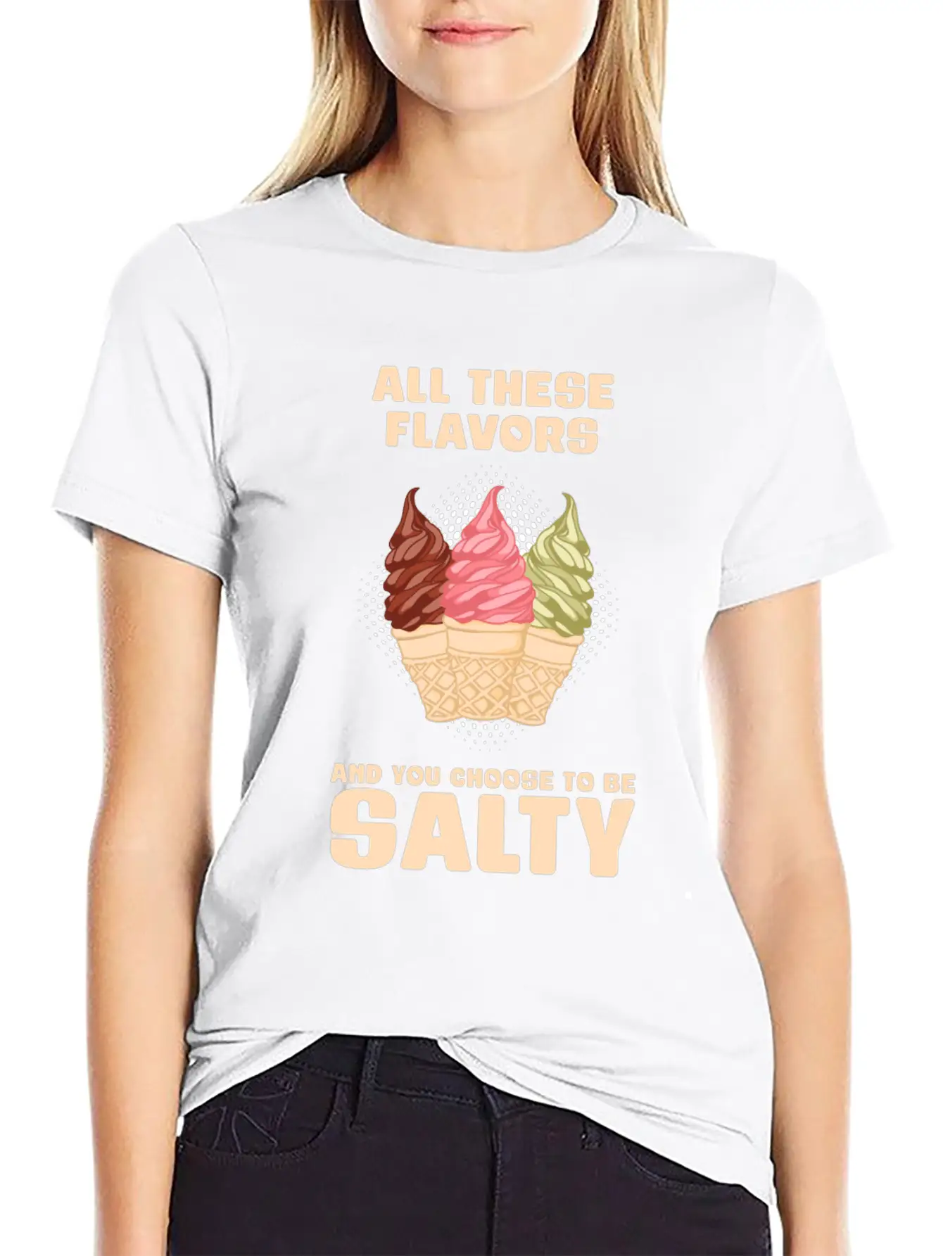 Ice Cream Flavour Angry Salty Gift Essential Cotton Tee For Daily Outfits – Unisex Style