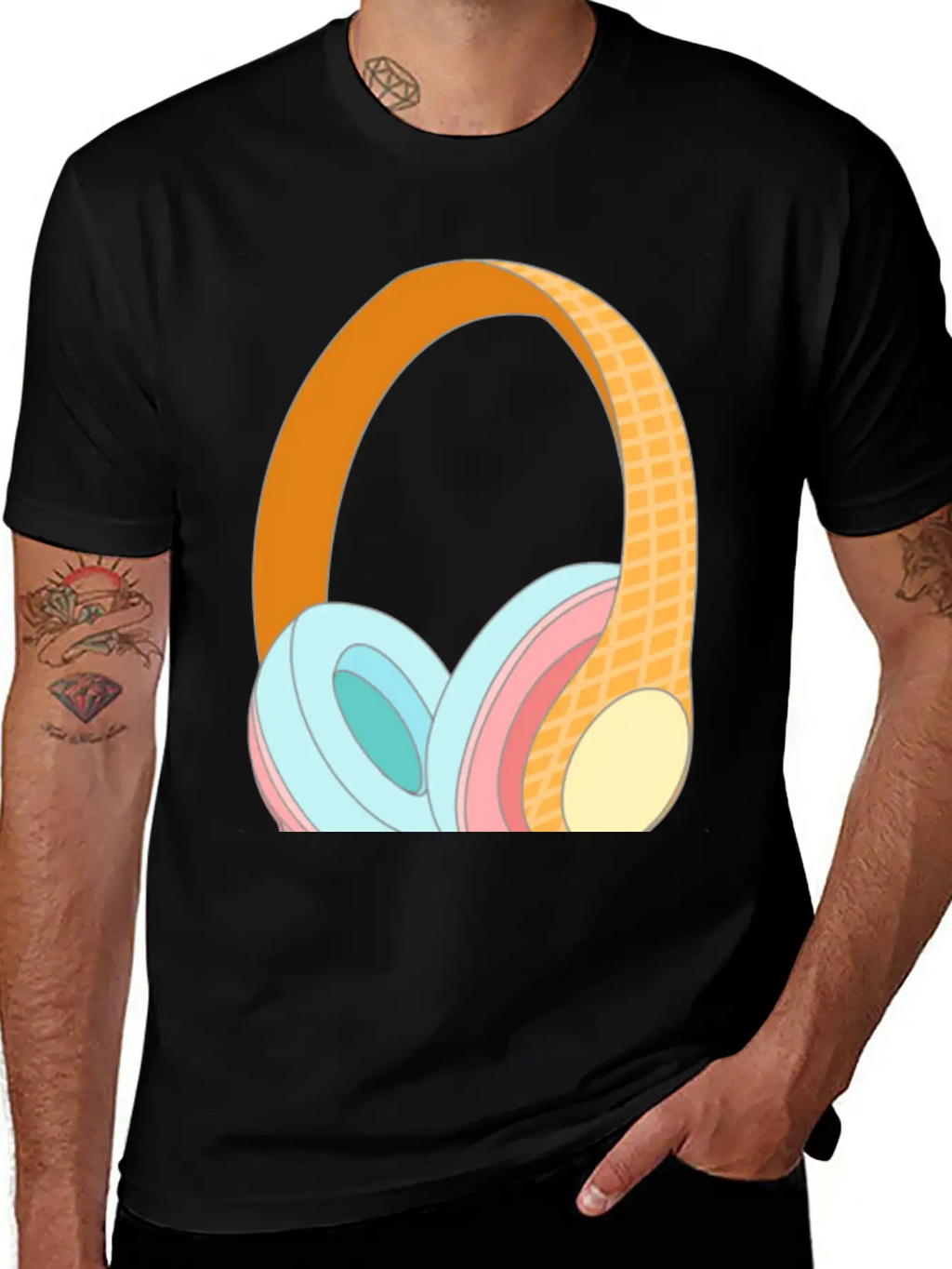 Ice Cream Headphones Unisex Casual T-Shirt – Clean Design For Daily Comfort