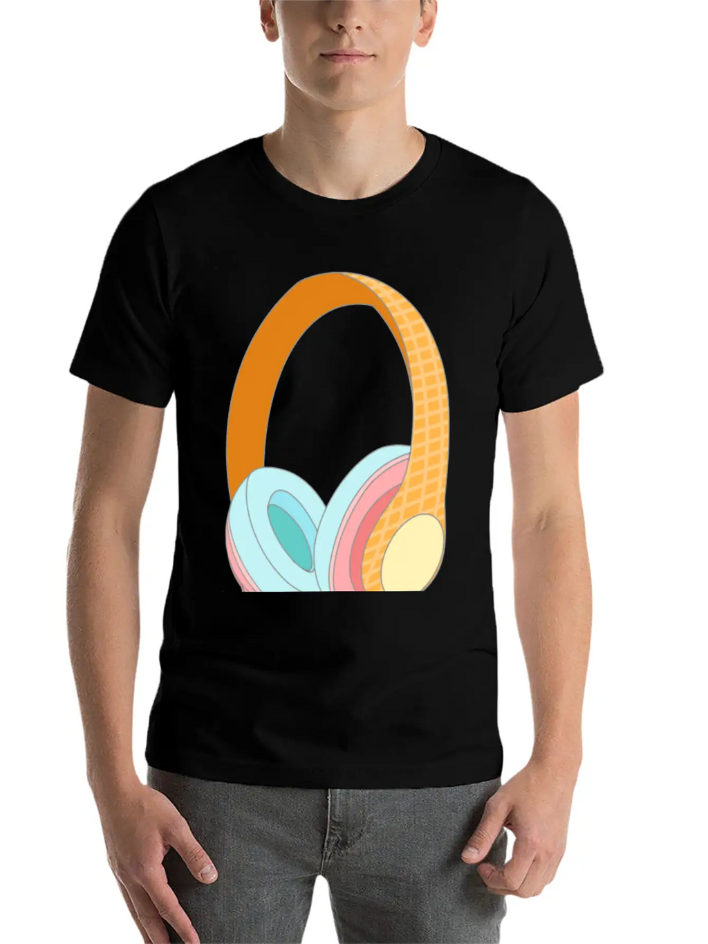 Ice Cream Headphones Unisex Casual T-Shirt – Clean Design For Daily Comfort