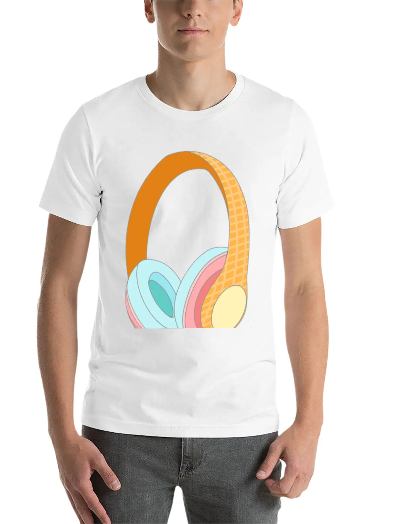 Ice Cream Headphones Unisex Casual T-Shirt – Clean Design For Daily Comfort