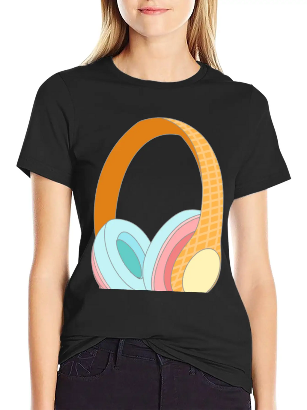 Ice Cream Headphones Unisex Casual T-Shirt – Clean Design For Daily Comfort