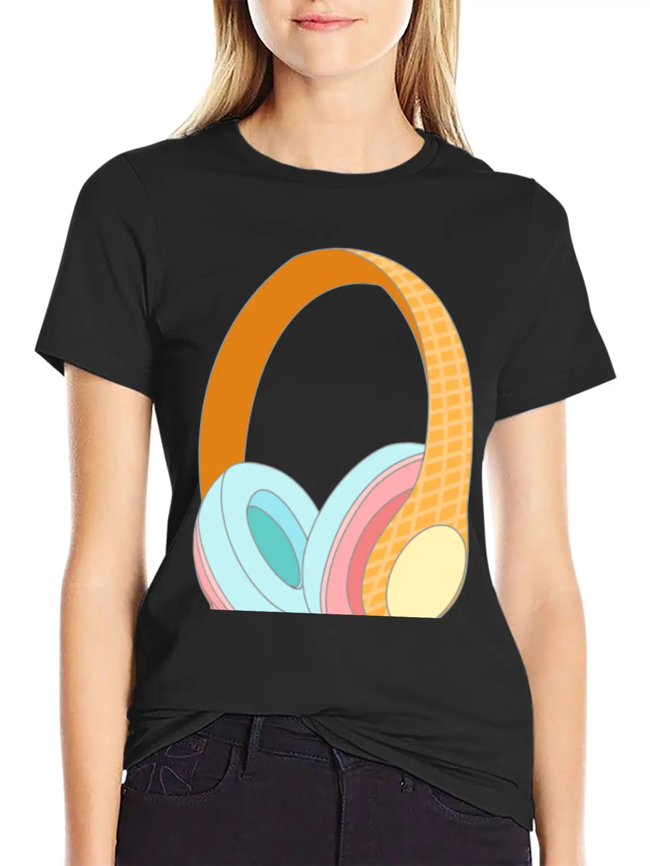Ice Cream Headphones Unisex Casual T-Shirt – Clean Design For Daily Comfort