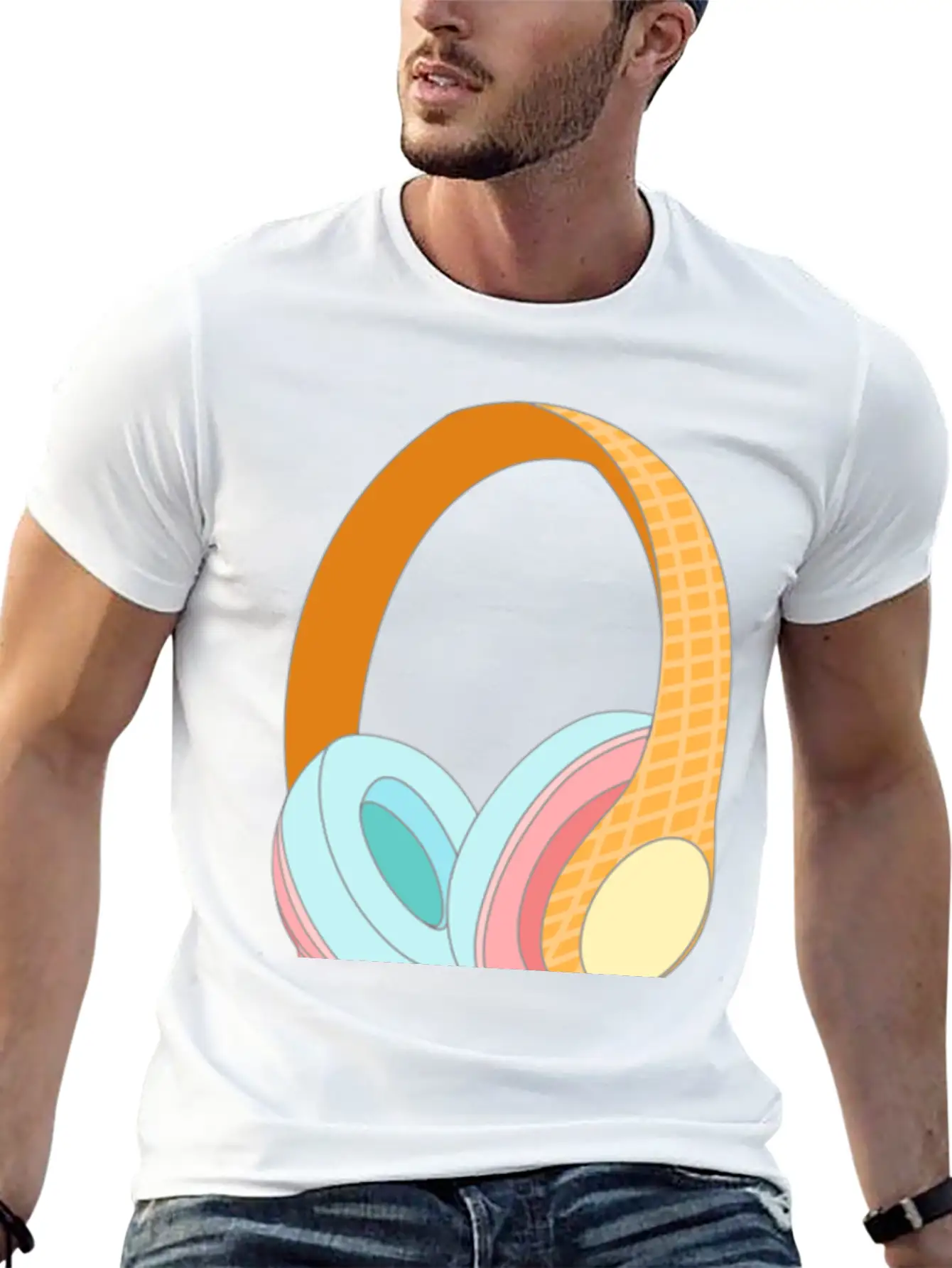 Ice Cream Headphones Unisex Casual T-Shirt – Clean Design For Daily Comfort