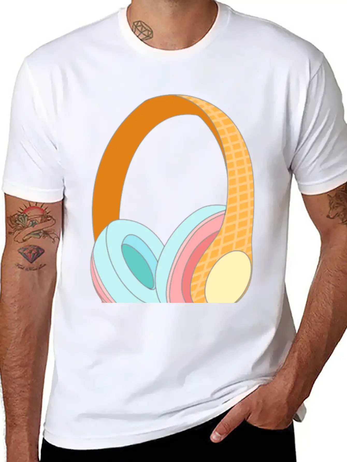 Ice Cream Headphones Unisex Casual T-Shirt – Clean Design For Daily Comfort