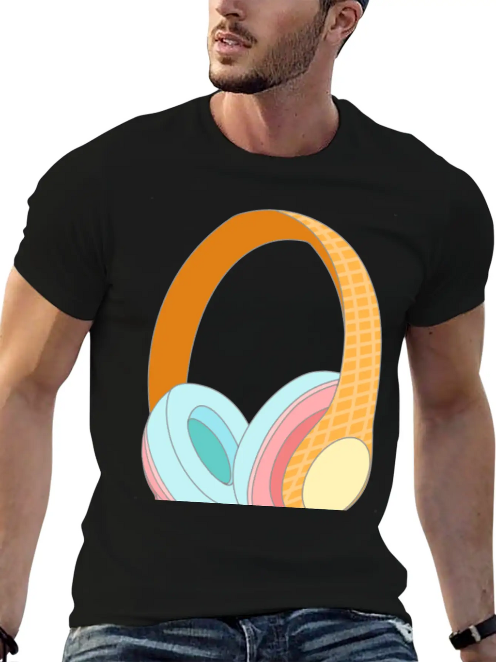 Ice Cream Headphones Unisex Casual T-Shirt – Clean Design For Daily Comfort