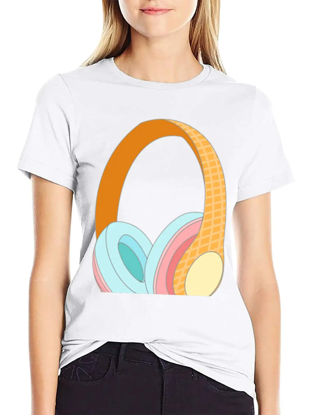 Ice Cream Headphones Unisex Casual T-Shirt – Clean Design For Daily Comfort