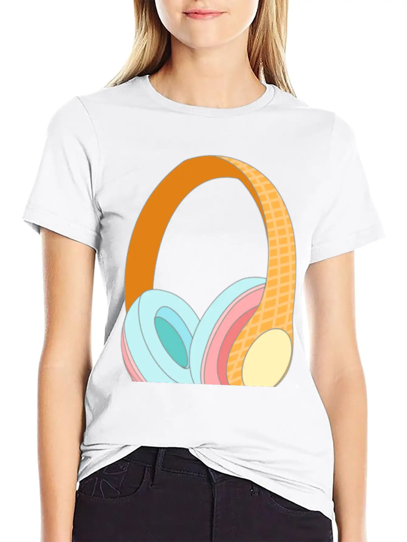 Ice Cream Headphones Unisex Casual T-Shirt – Clean Design For Daily Comfort