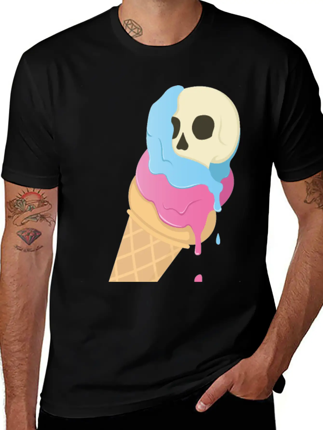 Ice Cream Skull ~ Ice Scream Casual Graphic T-Shirt – Simple And Comfortable Daily Wear