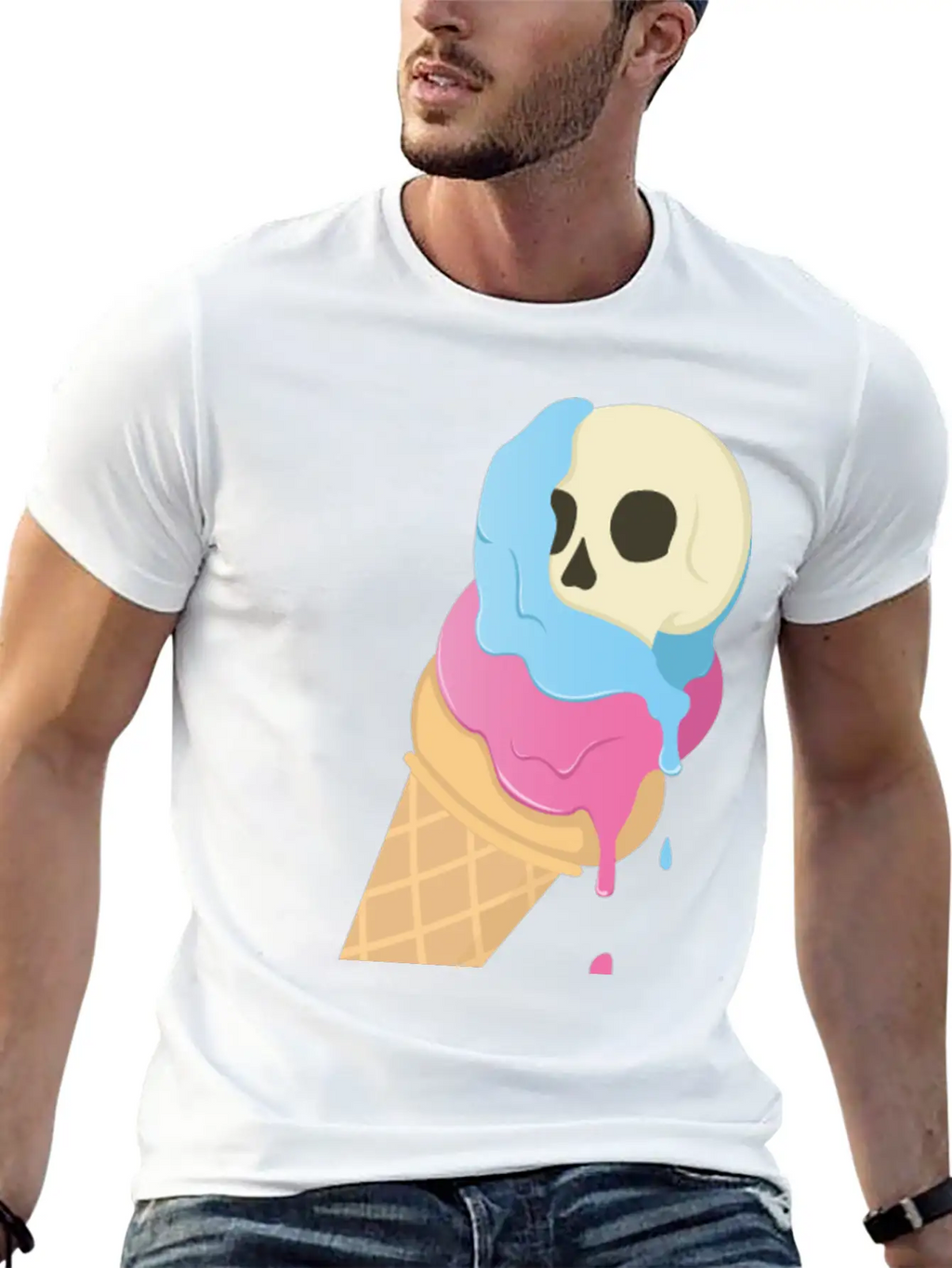 Ice Cream Skull ~ Ice Scream Casual Graphic T-Shirt – Simple And Comfortable Daily Wear