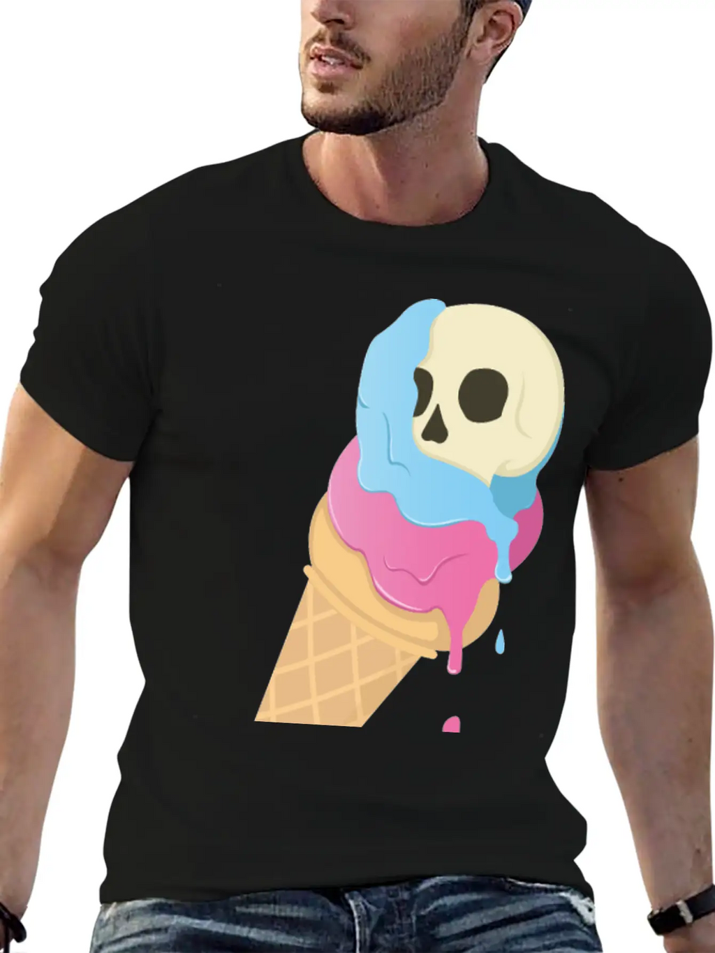 Ice Cream Skull ~ Ice Scream Casual Graphic T-Shirt – Simple And Comfortable Daily Wear