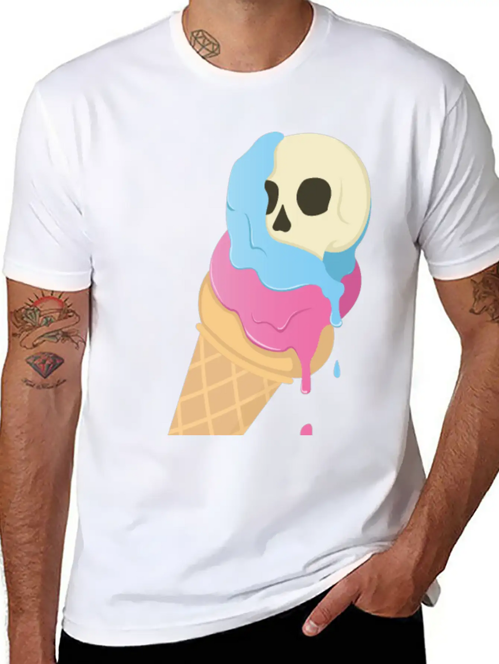 Ice Cream Skull ~ Ice Scream Casual Graphic T-Shirt – Simple And Comfortable Daily Wear