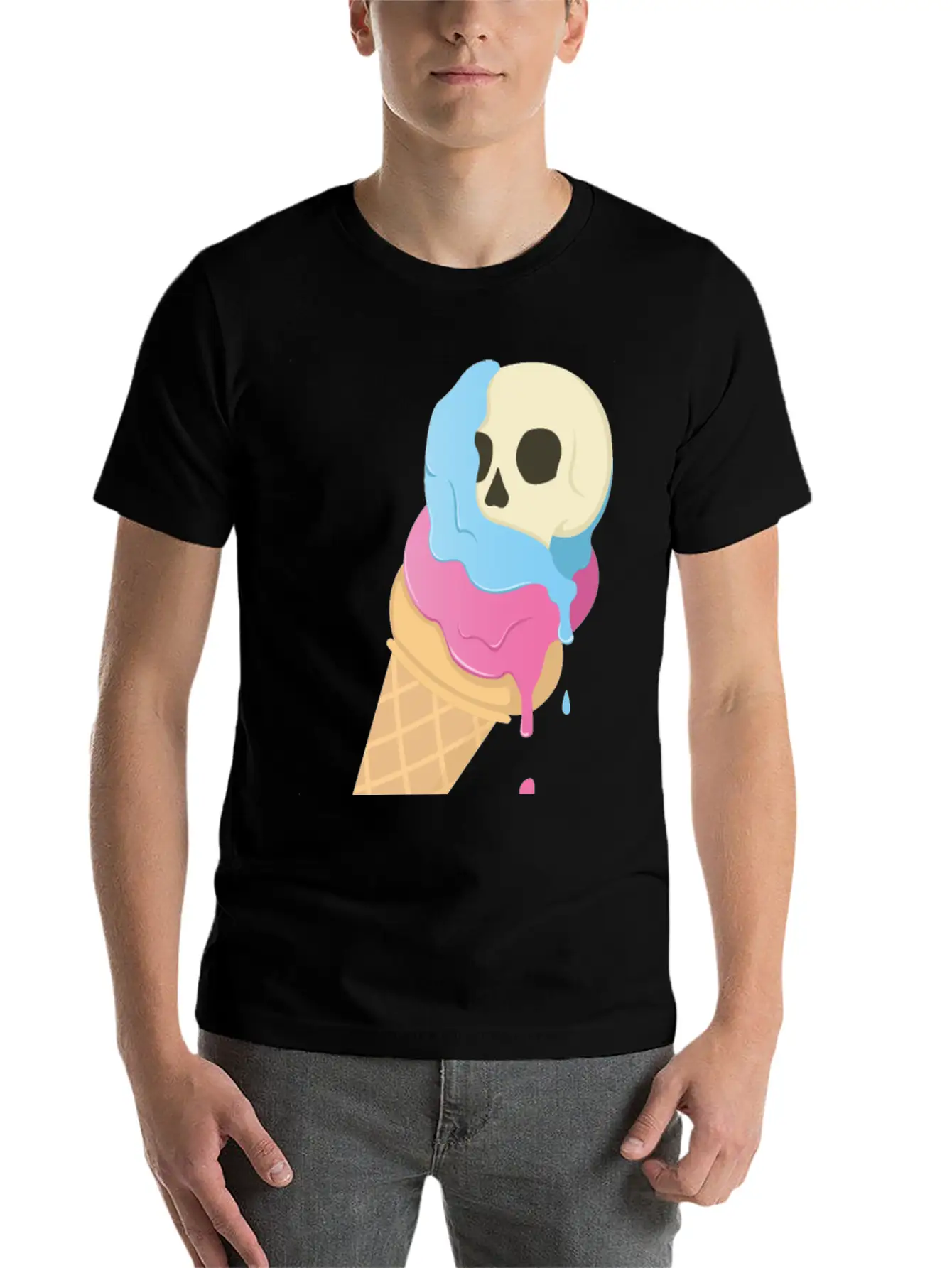 Ice Cream Skull ~ Ice Scream Casual Graphic T-Shirt – Simple And Comfortable Daily Wear