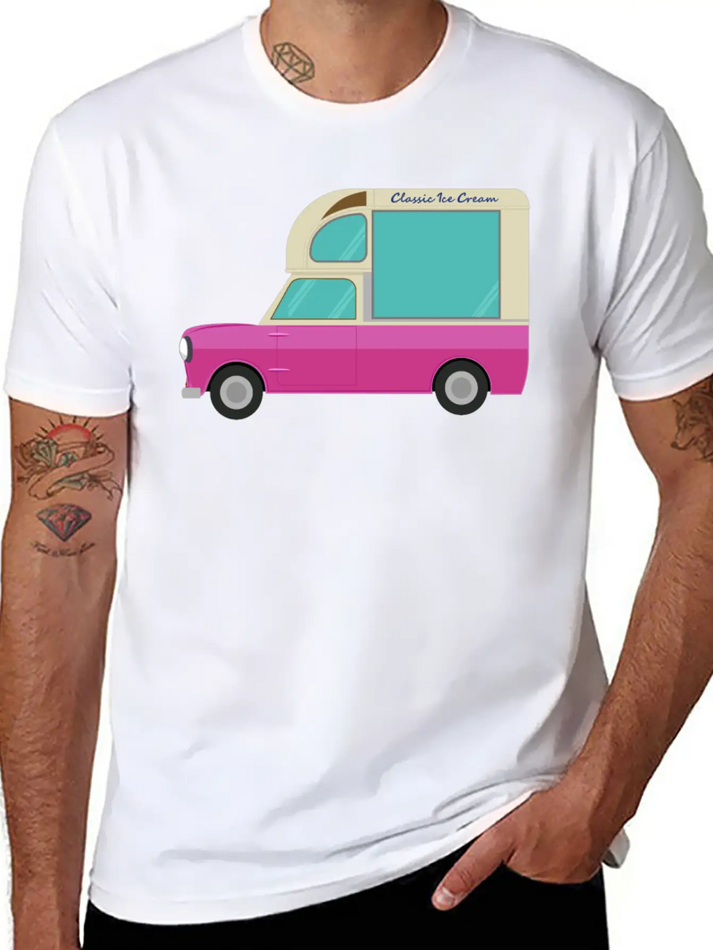 Ice Cream Truck Unisex Short Sleeve Soft Cotton T-Shirt – Casual Everyday Wear