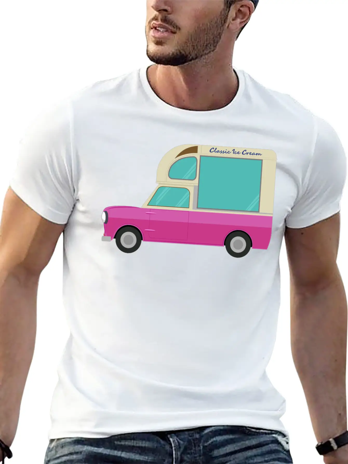 Ice Cream Truck Unisex Short Sleeve Soft Cotton T-Shirt – Casual Everyday Wear