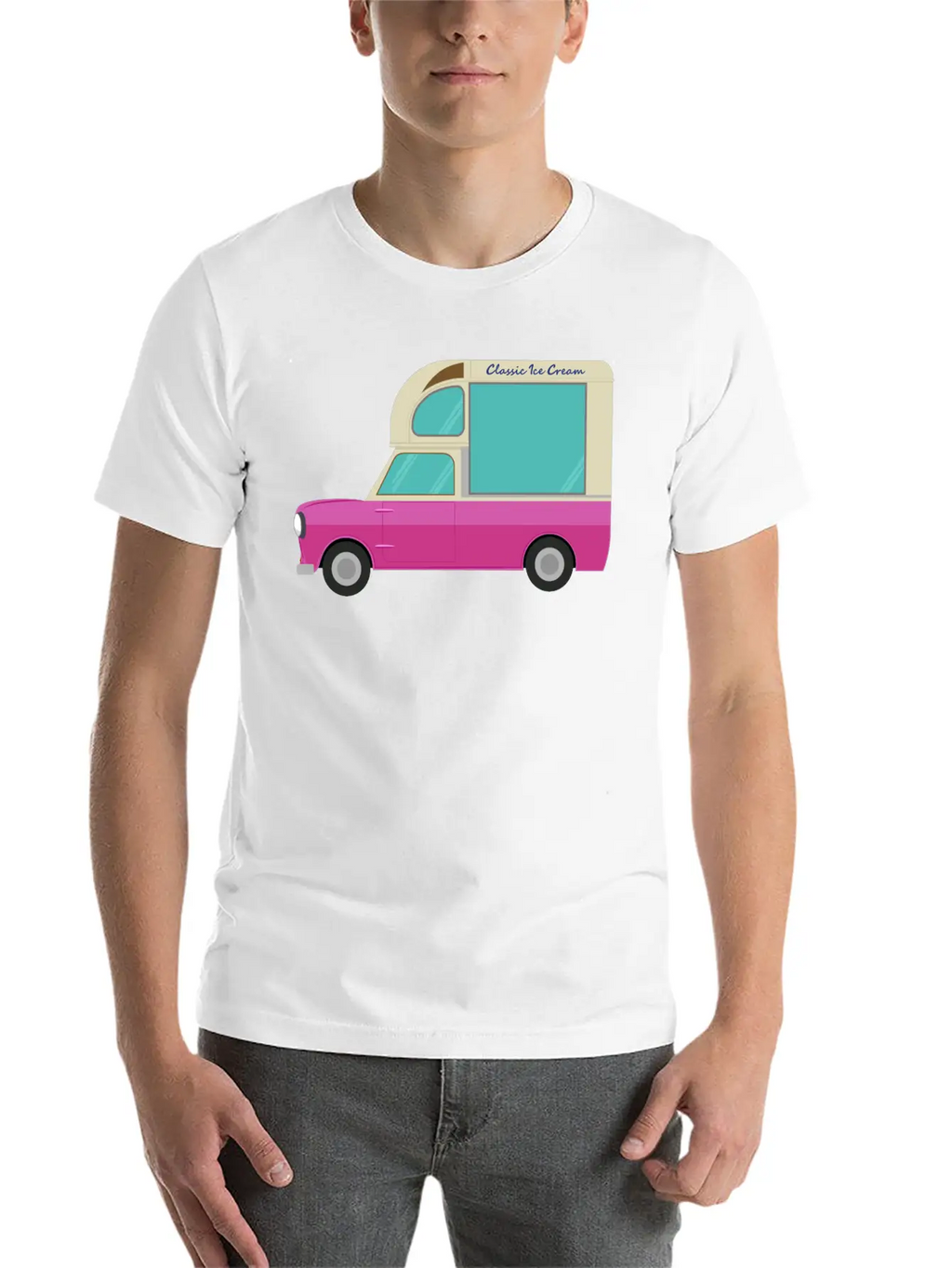 Ice Cream Truck Unisex Short Sleeve Soft Cotton T-Shirt – Casual Everyday Wear