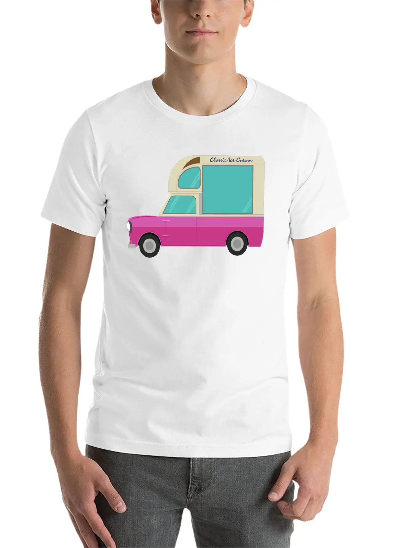Ice Cream Truck Unisex Short Sleeve Soft Cotton T-Shirt – Casual Everyday Wear