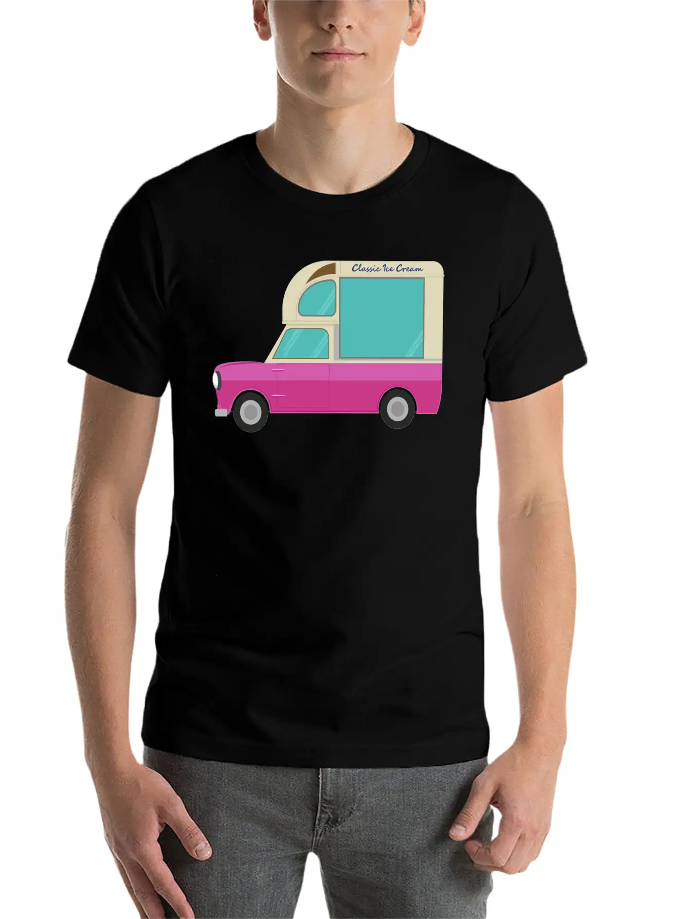 Ice Cream Truck Unisex Short Sleeve Soft Cotton T-Shirt – Casual Everyday Wear