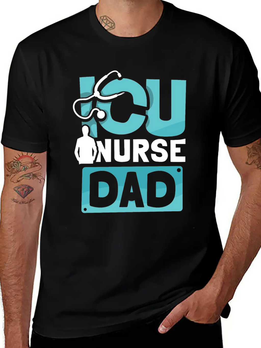 ICU Nurse Dad ICE Nursing Intensive Care Hospital Unisex Short Sleeve Soft Cotton T-Shirt – Casual Everyday Wear