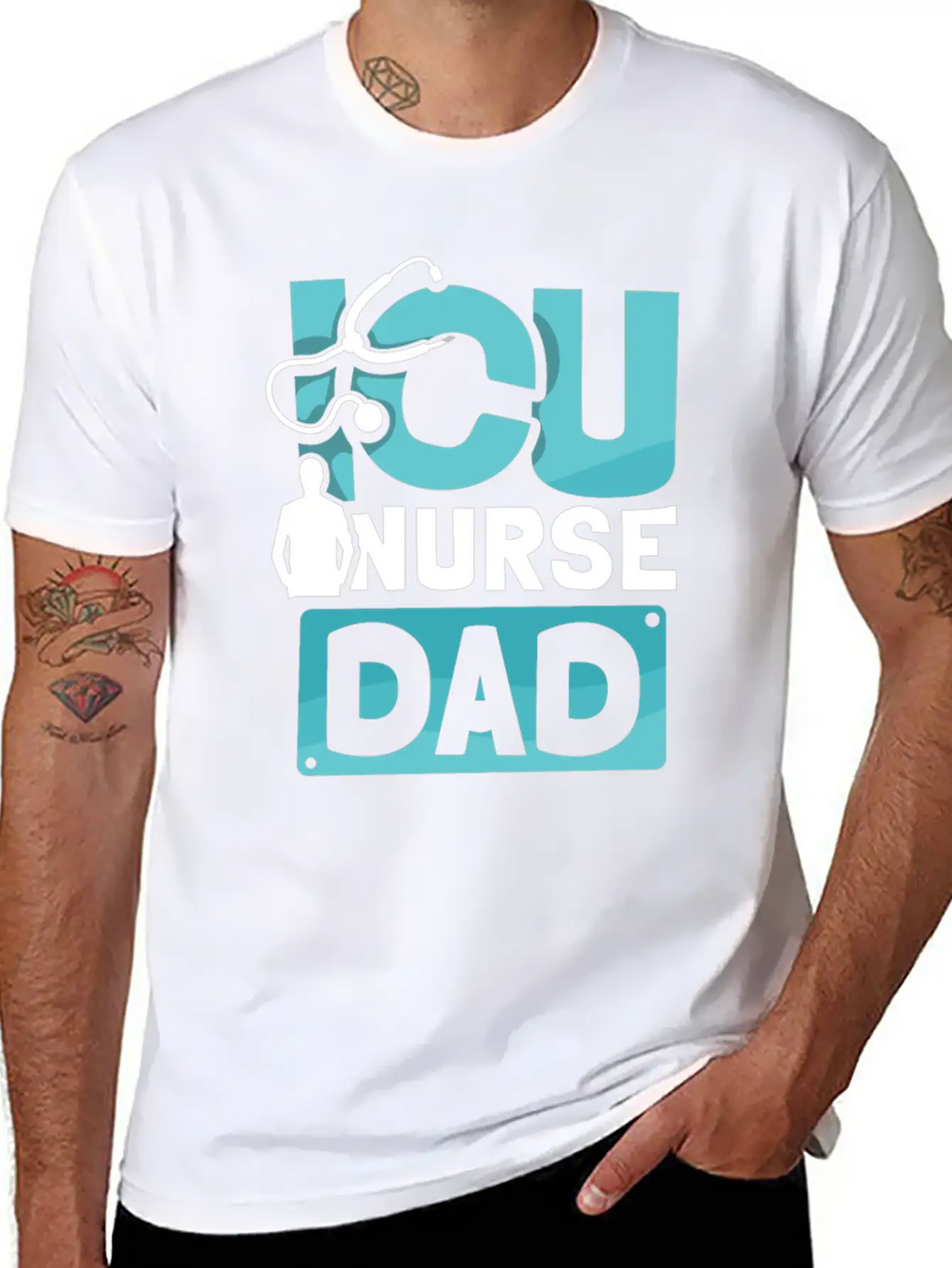 ICU Nurse Dad ICE Nursing Intensive Care Hospital Unisex Short Sleeve Soft Cotton T-Shirt – Casual Everyday Wear